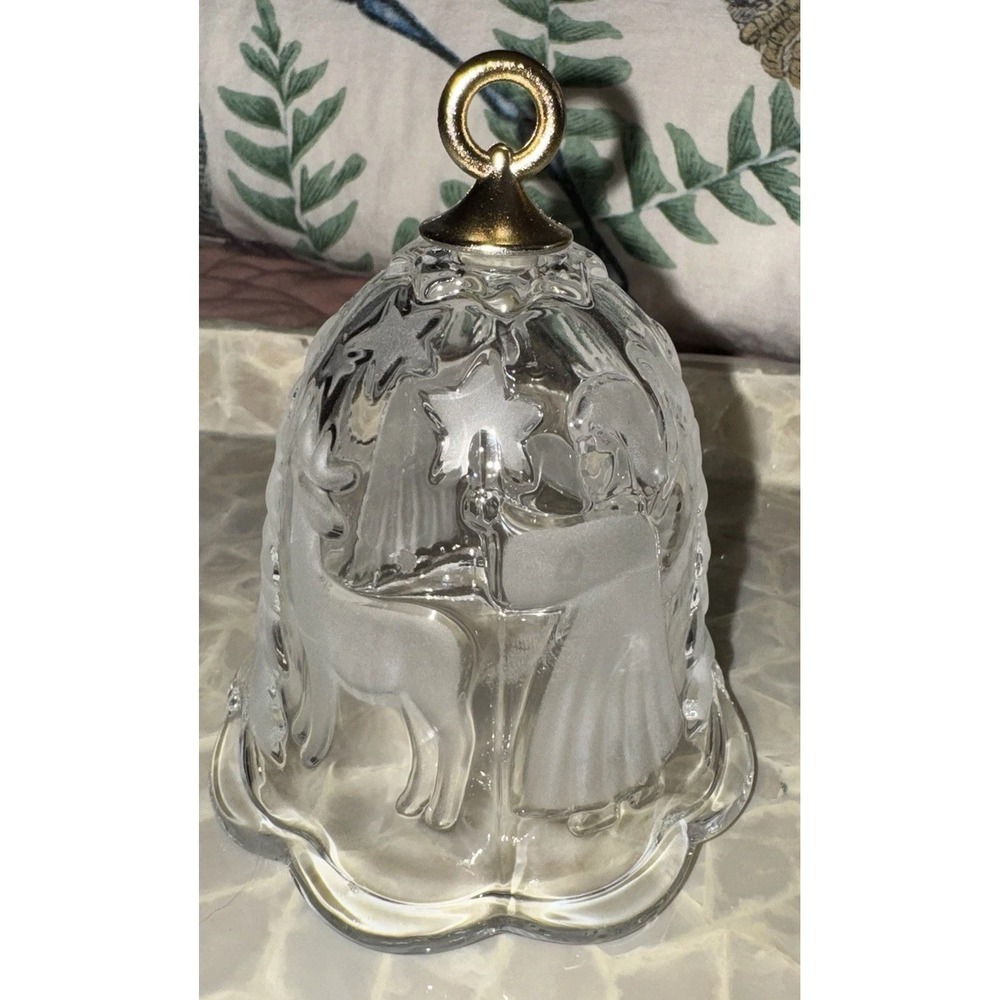 Vtg Christmas Bell Glass Angel Tree Reindeer 4.5" Clear Gorgeous